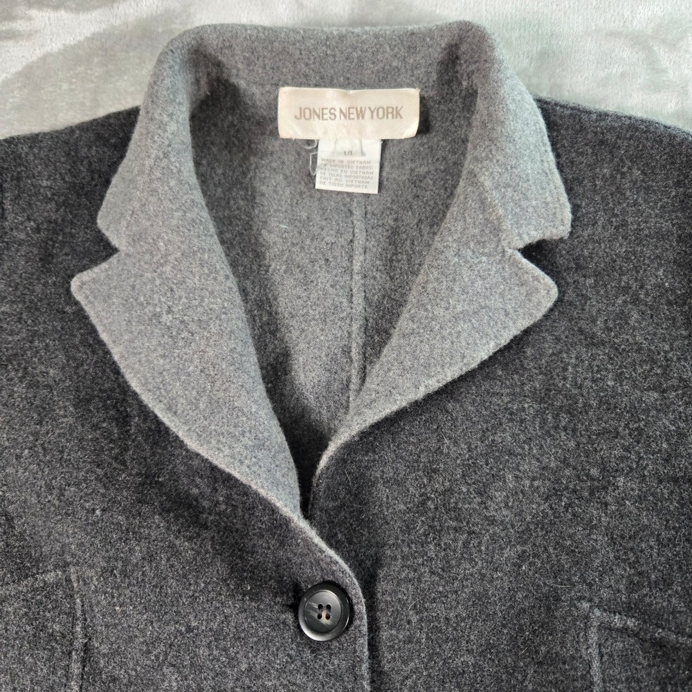 Jones New York Women's 14 Gray‎ Wool Blend Unstructured Jacket Coat